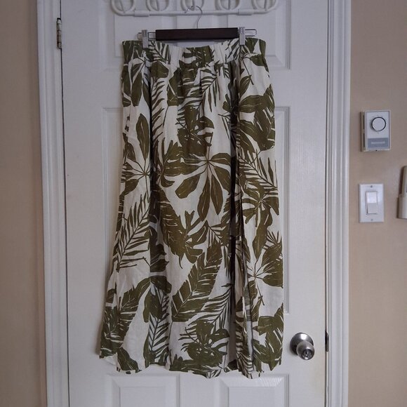 Abercrombie & Fitch Women's XLP Green Tropical Print Linen Blend Maxi Skirt - Picture 3 of 15
